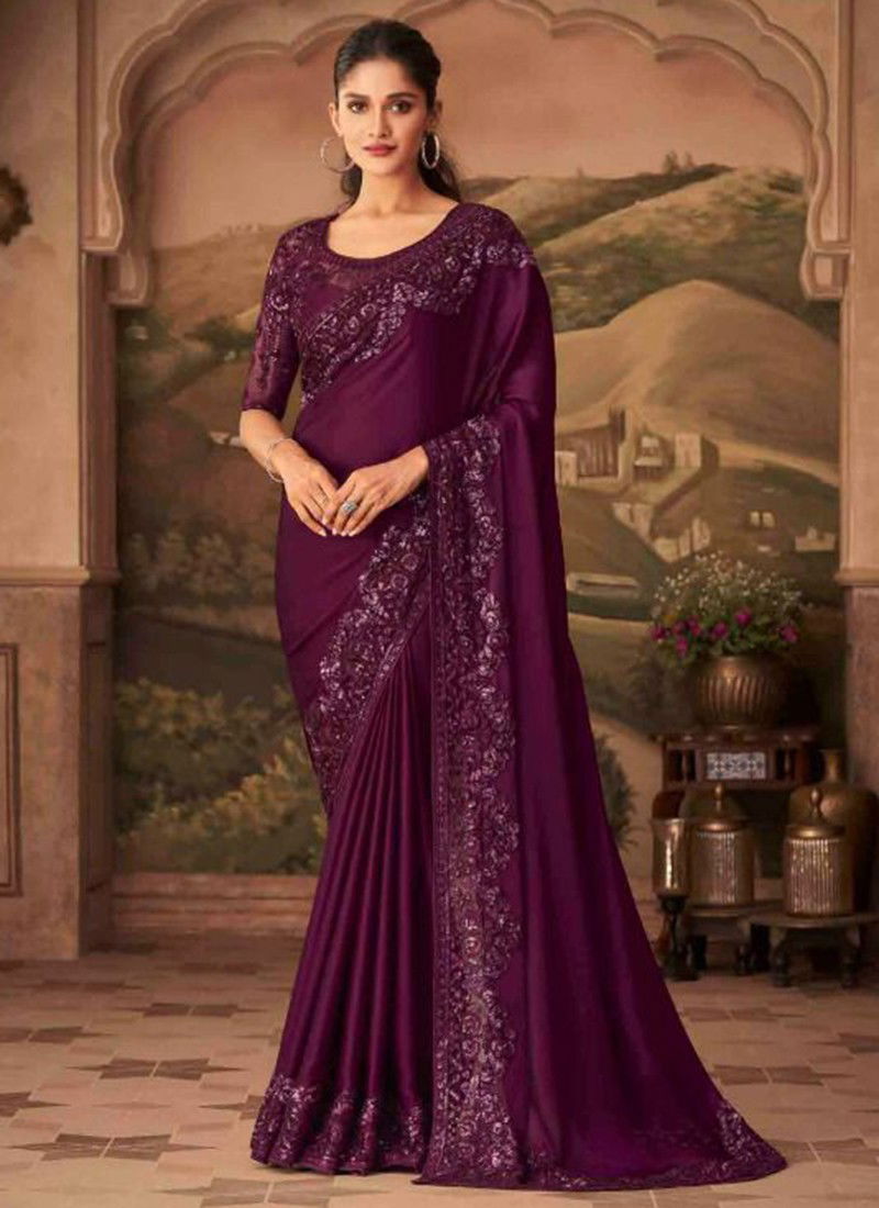 Purple colour store party wear saree